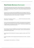 Real Estate Montana final exam Questions And Answers Rated A&plus; New Update Assured Satisfaction