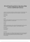 PN 125 Final Exam Review Questions With Correct And Revised Answers