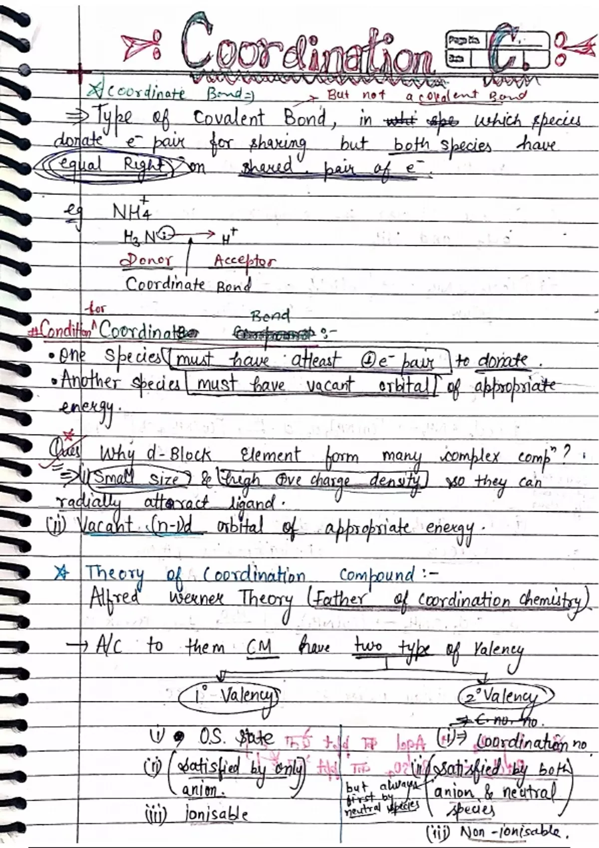 Coordination Compound Best Notes ( tricks)handwritten notes NEET ALLEN ...