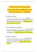Professional Guardianship   Exam Questions With Revised  Correct Answers &vert; Updated 
