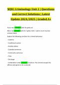 WJEC Criminology Unit 2 &vert; Questions and Correct Solutions &vert; Latest Update 2024&sol;2025 &vert; Graded A&plus;