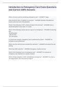 Introduction to Emergency Care Exam Questions and Correct 100&percnt; Answers