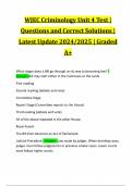 WJEC Criminology Unit 4 Test &vert; Questions and Correct Solutions &vert; Latest Update 2024&sol;2025 &vert; Graded A&plus;