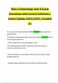 Wjec Criminology unit 4 Exam Questions and Correct Solutions &vert; Latest Update 2024&sol;2025 &vert; Graded A&plus;