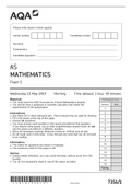 AQA 7356 AS June 2019 Paper 1 Pure and Mechanics