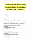 Criminology WJEC Unit 4 Exam &vert; Questions and Correct Solutions &vert; Latest 2024&sol;2025 &vert; Graded A&plus;