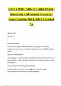 UNIT 4 WJEC CRIMINOLOGY EXAM &vert; Questions and Correct Answers &vert; Latest Update 2024&sol;2025 &vert; Graded A&plus;