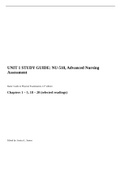 UNIT 1 STUDY GUIDE: NU-518, Advanced Nursing Assessment | Already Graded A+