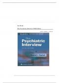 Test Bank - for The Psychiatric Interview Fifth Edition&lpar; Author&colon; DANIEL J&period; CARLAT&comma; 2024&rpar; Latest Edition&vert;&vert; All Chapters Graded A&plus;