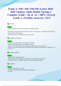 Exam 4&colon; NSG 320&sol; NSG320 &lpar;Latest 2024&sol; 2025 Update&rpar; Adult Health Nursing I Complete Guide &vert; Qs & As &vert; 100&percnt; Correct&vert; Grade A &lpar;Verified Answers&rpar;- GCU