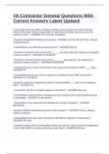 VA Contractor General Questions With Correct Answers Latest Updaed