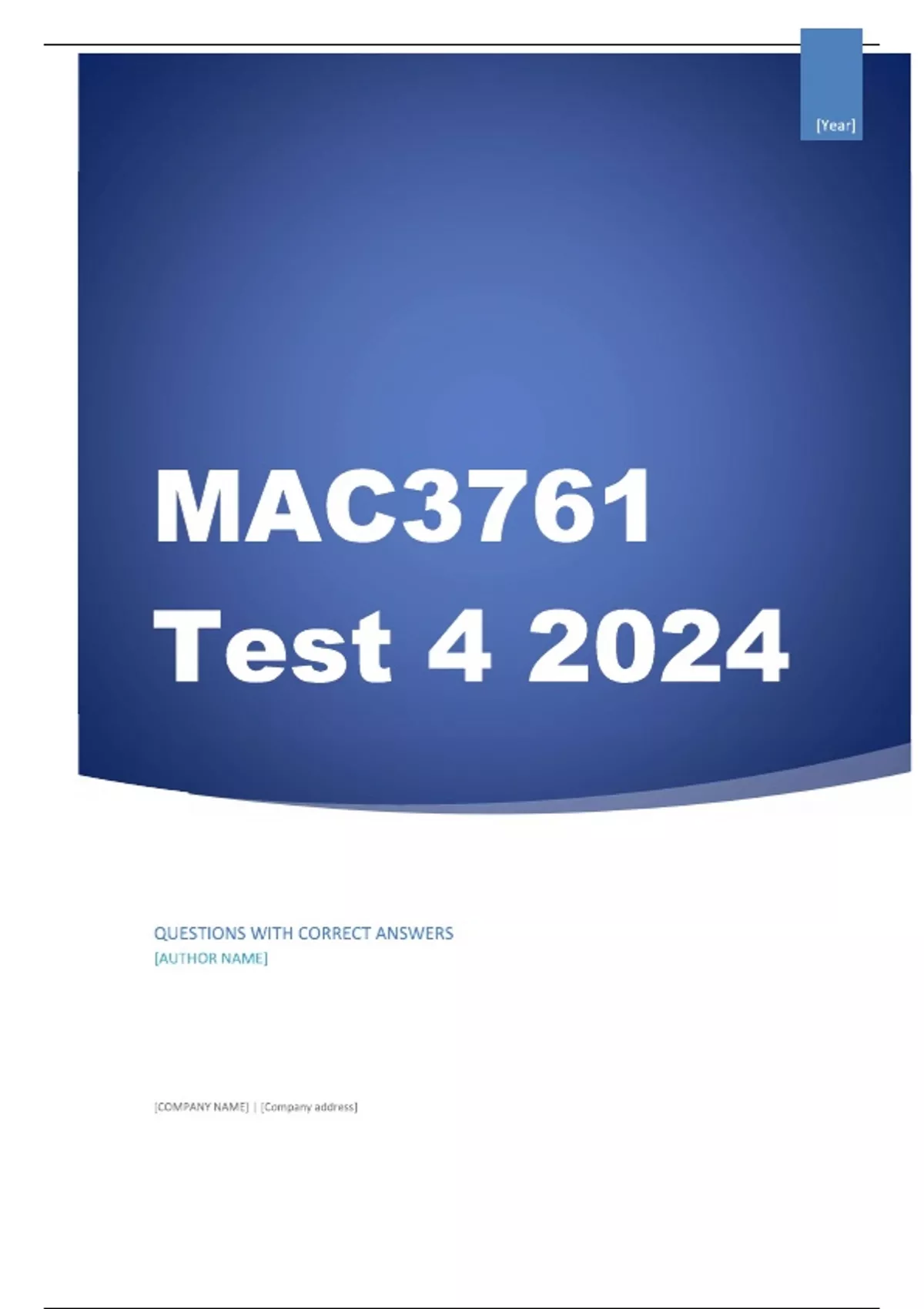 MAC3761 Test 4 2024 - Management Accounting III - Stuvia SA