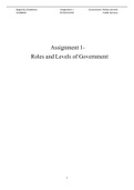 Roles and Levels of Government-Assignment 1