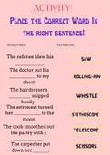 Match the job title to the correct definition Worksheets ~ English Resources -Basic English Studies