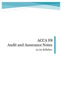 ACCA F8 Audit and Assurance Study Notes + Exam Preparation Compilation