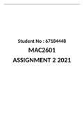MAC2601ASSIGNMENT 2 2021