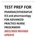 TEST PREP FOR  PHARMACOTHERAPURICS and pharmacology FOR ADVANCED PRACTICE NURSE PRESCRIBERS  2021/2022 REVISED UPDATE(LATEST UPDATE)(COMPLETE QUESTIONS AND ANSWERS)(GRADED A+)                