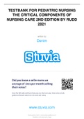 TEST BANK FOR PEDIATRIC NURSING THE CRITICAL COMPONENTS OF NURSING CARE 2ND EDITION RUDD&lpar; ALL CHAPTERS COVERED&rpar;