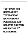 TEST BANK FOR BONTRAGER’S TEXTBOOK OF RADIOGRAPHIC POSITIONING AND RELATED ANATOMY 8TH EDITION BY BONTRAGER