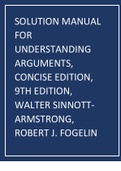 SOLUTION MANUAL FOR UNDERSTANDING ARGUMENTS, CONCISE EDITION, 9TH EDITION, WALTER SINNOTT-ARMSTRONG, ROBERT J. FOGELIN