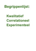 Complete begrippenlijst KOM (kwalitatief, correlationeel, experimenteel)