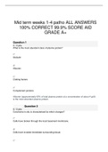  Mid term weeks 1-4 patho ALL ANSWERS 100&percnt; CORRECT 99&period;9&percnt; SCORE AID GRADE A&plus;
