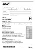 AQA GCSE CHEMISTRY PAPER 1H QUESTION PAPER 2024 &lpar; 8462&sol;1H&colon; Higher Tier&rpar;