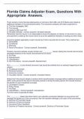 Florida Claims Adjuster Exam&comma; Questions With Appropriate  Answers&period;