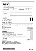 AQA GCSE CHEMISTRY PAPER 2H QUESTION PAPER 2024 &lpar; 8462&sol;2H &colon; Higher Tier&rpar;