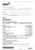 AQA GCSE GEOGRAPHY PAPER 3 2024 &lpar;8035&sol;3&colon;Geographical applications&rpar;