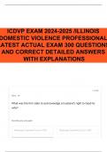 ICDVP EXAM 2024-2025 &sol;ILLINOIS DOMESTIC VIOLENCE PROFESSIONAL LATEST ACTUAL EXAM 300 QUESTIONS AND CORRECT DETAILED ANSWERS WITH EXPLANATIONS