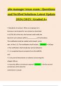 pbs manager texas exam &vert; Questions and Verified Solutions Latest Update 2024&sol;2025 &vert; Graded A&plus;