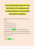 Texas Pbs Manager Exam for Lone Star NetSec LLC&vert; Questions and Verified Solutions &vert; Latest Update 2024&sol;2025 &vert; Graded A&plus;