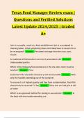 Texas Food Manager Review exam &vert; Questions and Verified Solutions Latest Update 2024&sol;2025 &vert; Graded A&plus;