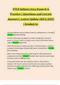 FTCE Subject Area Exam K-6 Practice &vert; Questions and Correct Answers &vert; Latest Update 2024&sol;2025 &vert; Graded A&plus;