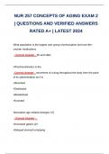 NUR 257 CONCEPTS OF AGING EXAM 2 &vert; QUESTIONS AND VERIFIED ANSWERS RATED A&plus; &vert; LATEST 2024 