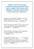 MLBPA AGENT EXAM 2024  COMPLETE 200 QUESTIONS WITH  100&percnt; CORRECT DETAILED AND  VERIFIED ANSWERS BRAND NEW  EXAM ALREADY GRADED A&plus;