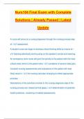 Nurs104 Final Exam with Complete Solutions &vert; Already Passed &vert; Latest Update