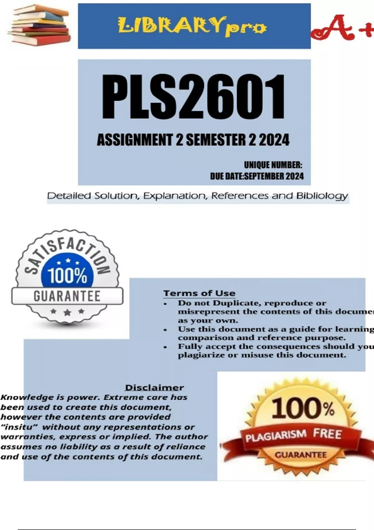 PLS2601 Semester 2 Assignment 2 2024 - Critical Reasoning (PLS2601 ...