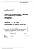 SELECTED ACCOUNTING & FINANCIAL MANAGEMENT TECHNIQUES(Assignment 1)