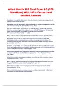 Allied Health 109 Final Exam LQ &lpar;370 Questions&rpar; With 100&percnt; Correct and Verified Answers