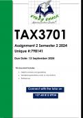 TAX3701 Assignment 2 &lpar;QUALITY ANSWERS&rpar; Semester 2 2024
