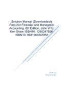 Solution Manual (Downloadable Files) for Financial and Managerial Accounting, 8th Edition, John Wild, Ken Shaw,