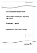 Tutorial Letter 102/3/2020 Financial Accounting and Reporting FAC1601 Semesters 1 and 2