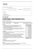 AQA A-level FURTHER MATHEMATICS Paper 3&Tab;Mechanics June 2024