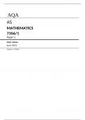 AQA AS MATHEMATICS 7356&sol;1 Paper 1 Mark scheme June 2024