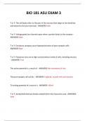  BIO 181 ASU EXAM 3 QUESTIONS AND ANSWERS 2024