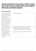 NR 228 NUTRITION FINAL EXAM LATEST ACTUAL EXAM TEST BANK 75 QUESTIONS AND CORRECT DETAILED ANSWERS&vert;AGRADE