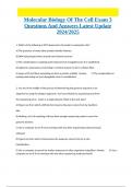 Molecular Biology Of The Cell Exam 3 Questions And Answers Latest Update 2024&sol;2025