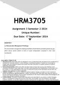 HRM3705 Assignment 3 &lpar;ANSWERS&rpar; Semester 2 2024 - DISTINCTION GUARANTEED